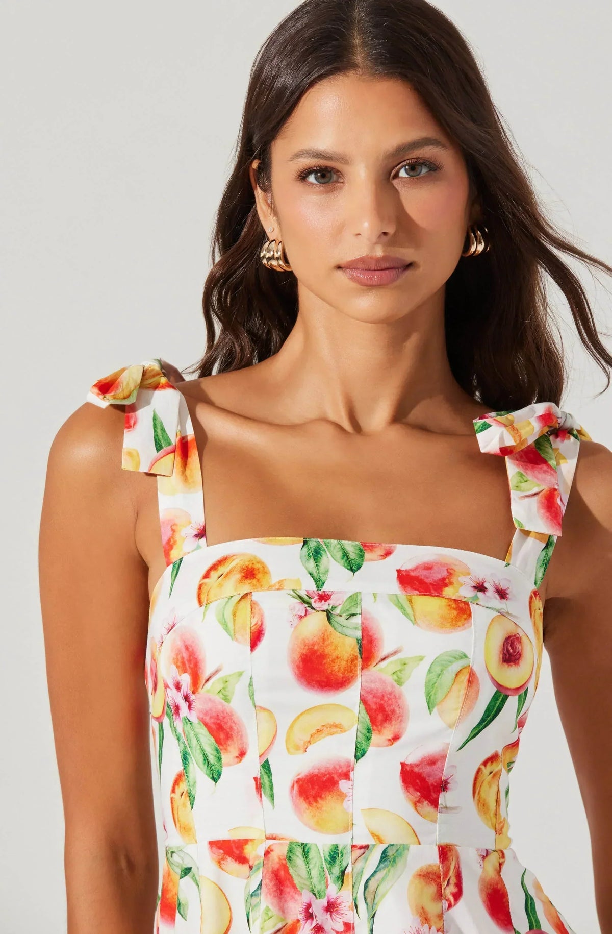 Fruit Print Tie Shoulder Square Neck Fit and Flare Mini Dress 5