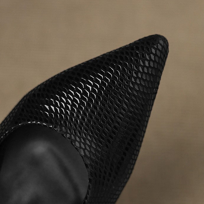 Pointed Toe Snake Print Slingback Kitten Heel Pumps