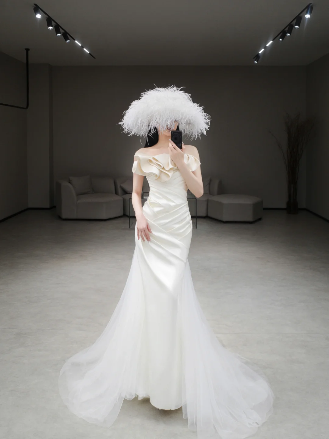 Classy Mermaid Strapless Satin Tulle Long Wedding Dresses C4186