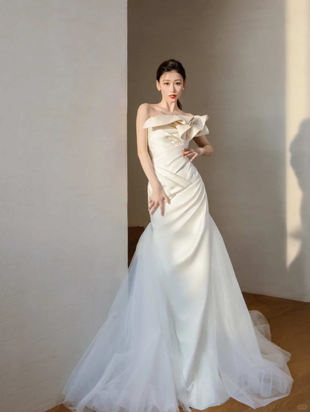 Pretty Mermaid Off The Shoulder Satin Long Wedding Dresses C4200