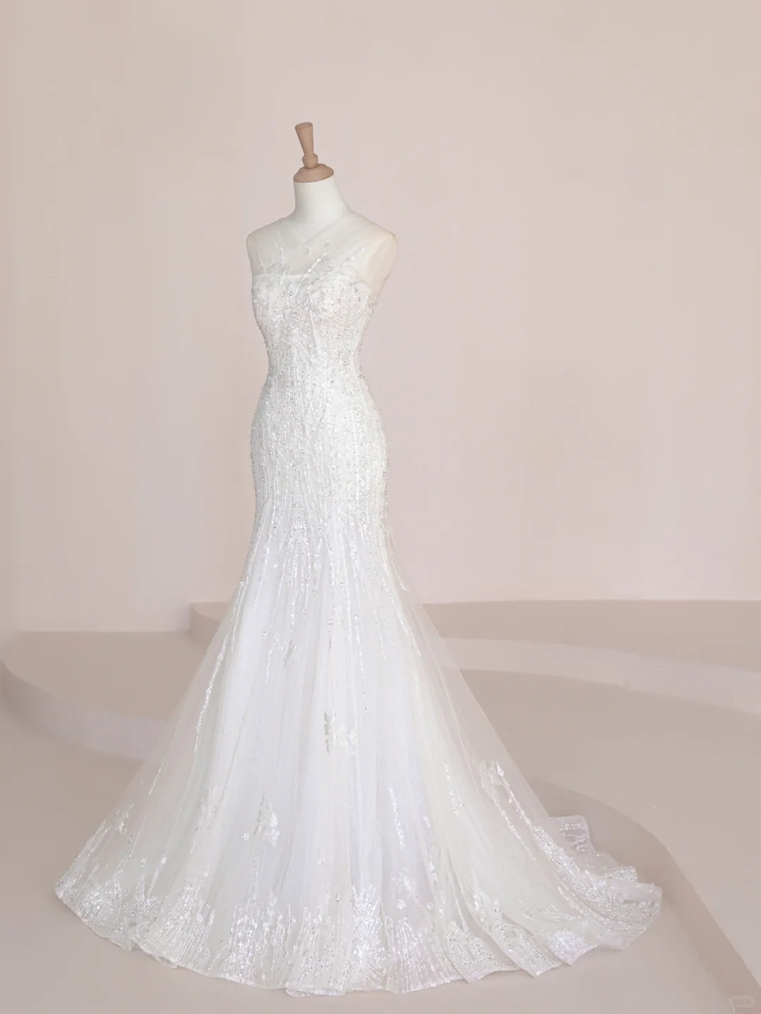 Gorgeous Mermaid Tulle Lace Sequin  Long Wedding Dresses C4216