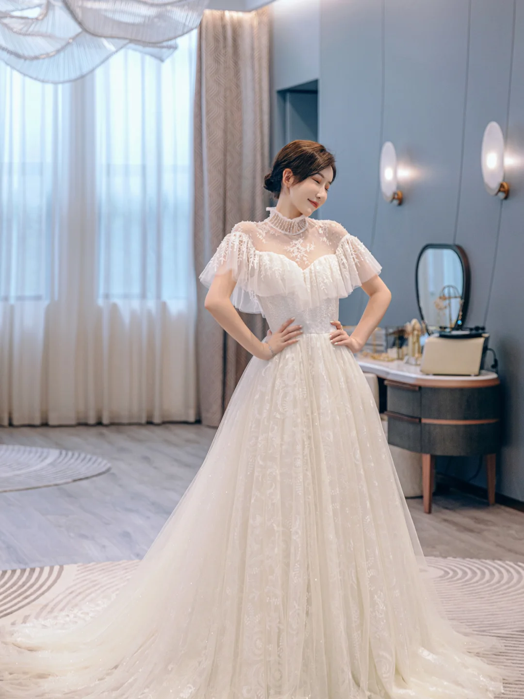 Pretty Ball Gown Tulle Lace Long Wedding Dresses C4227