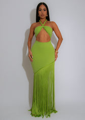 Off Shoulder Cut Out Fringe Mermaid Maxi Dress 7