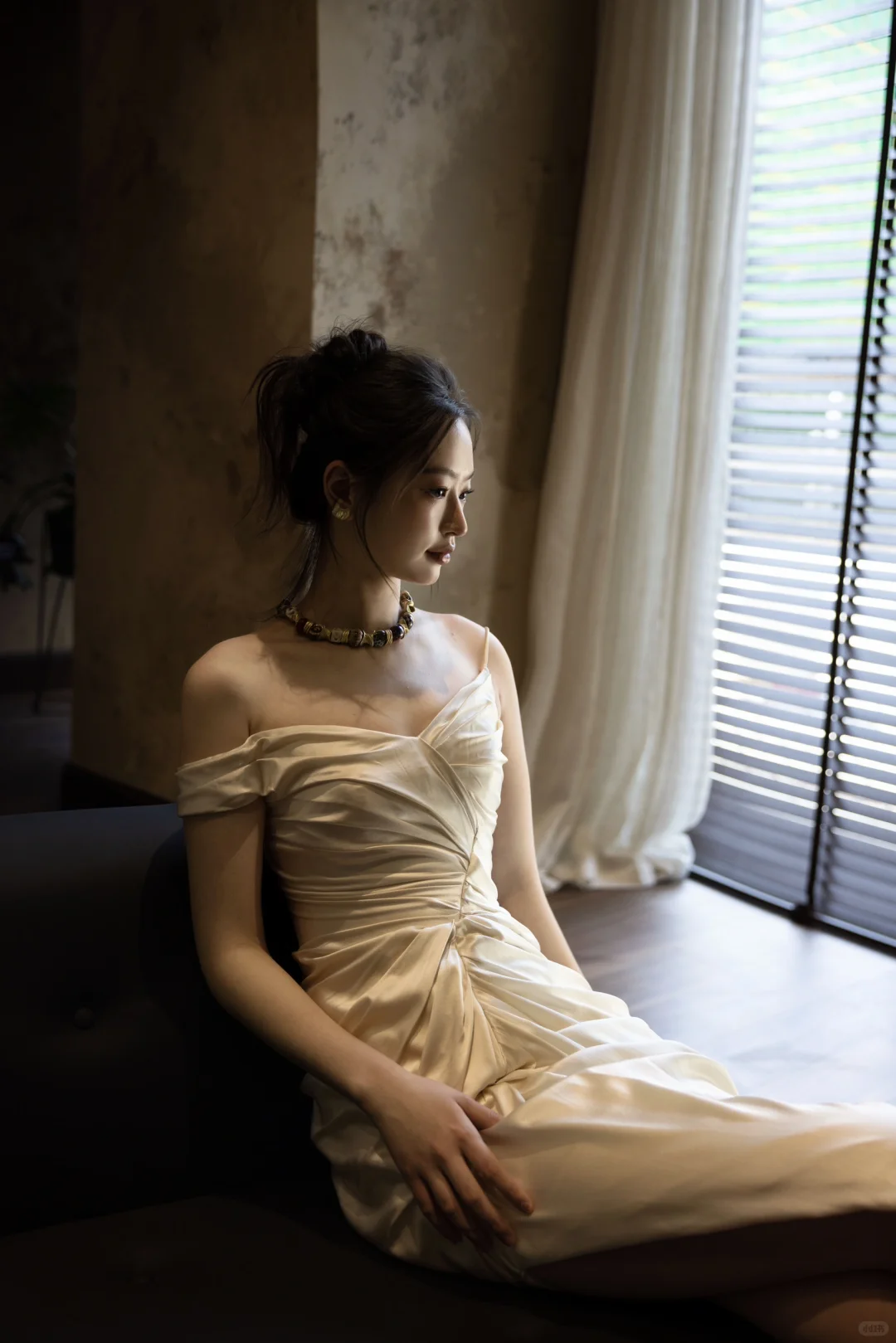 Chic Mermaid Spaghetti Straps Satin Pleated Long Wedding Dresses C4316