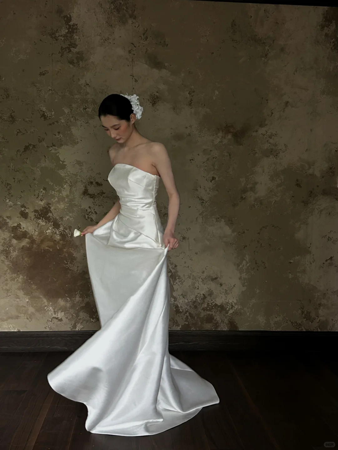 Simple Mermaid Strapless Satin Long Wedding Dresses C4320