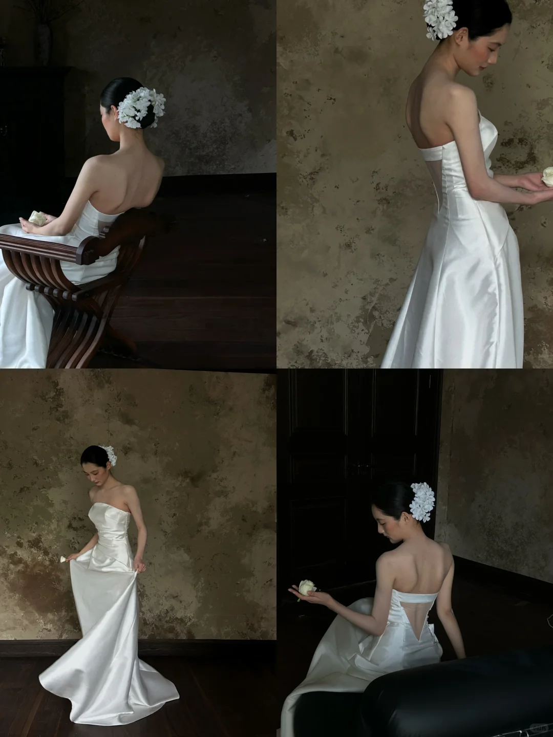 Simple Mermaid Strapless Satin Long Wedding Dresses C4320