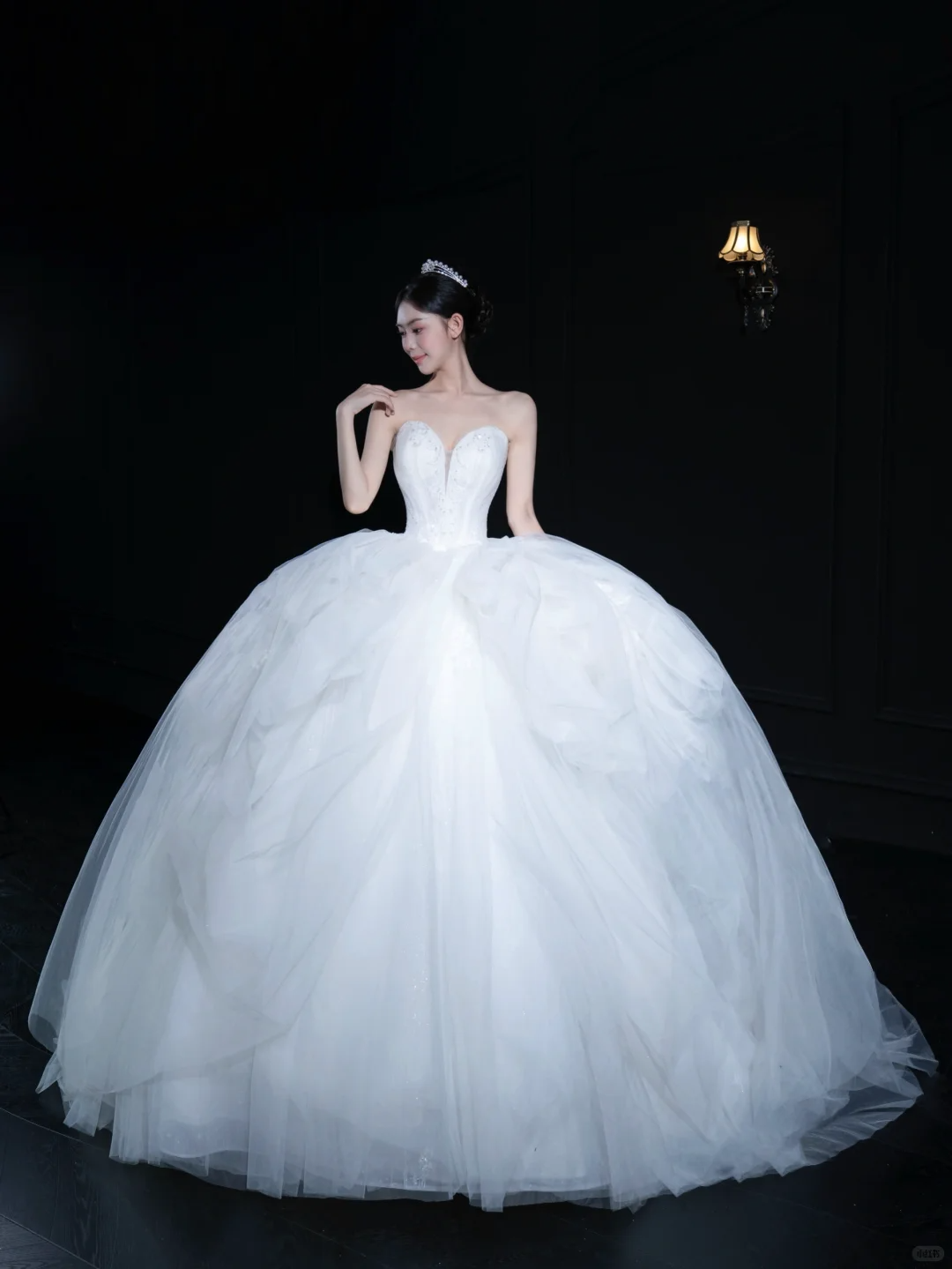 Timeless Ball Gown Strapless Satin Tulle Long Wedding Dresses C4322