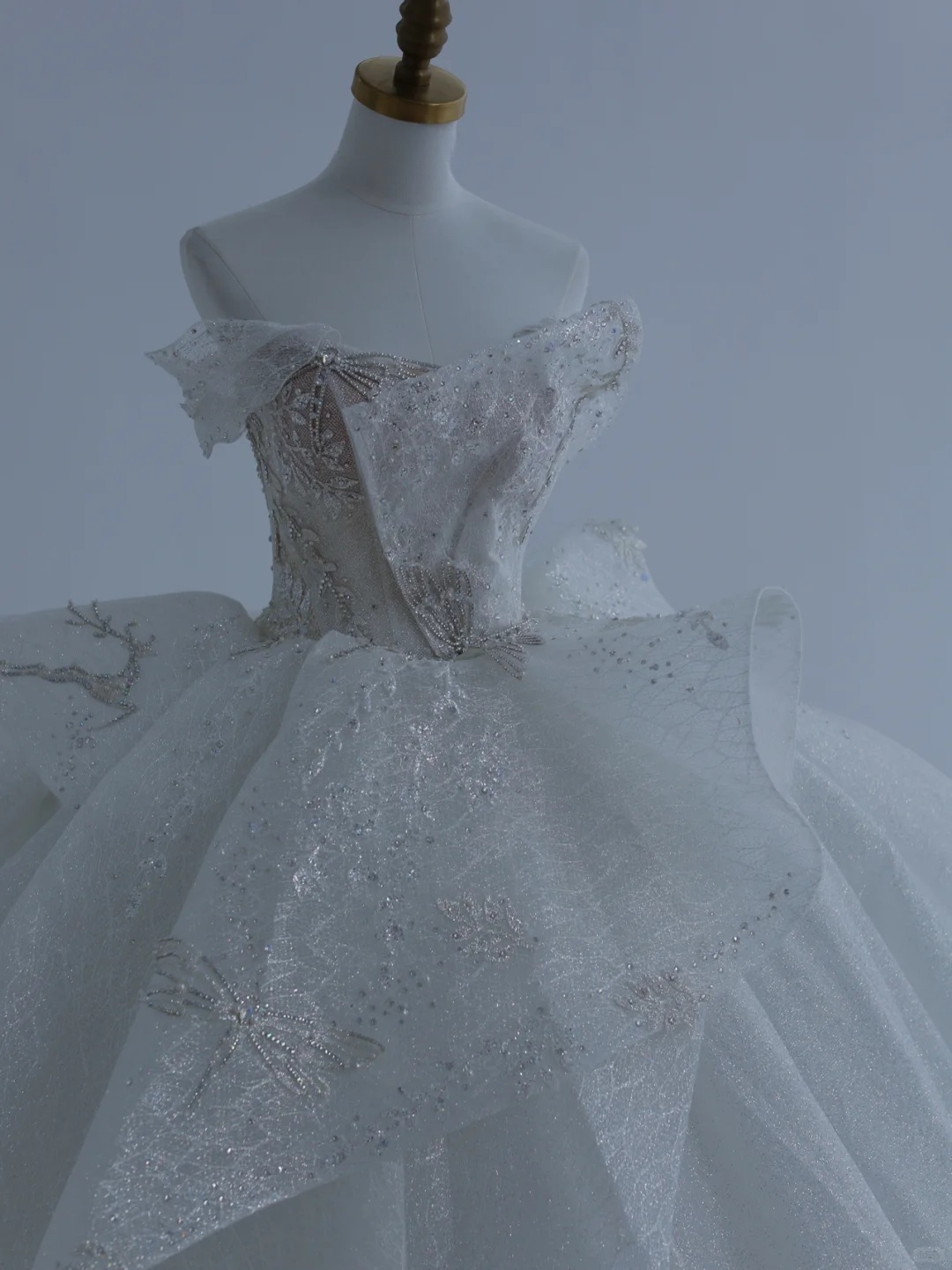 Timeless Ball Gown Strapless Satin Sequin Beads Long Wedding Dresses C4395