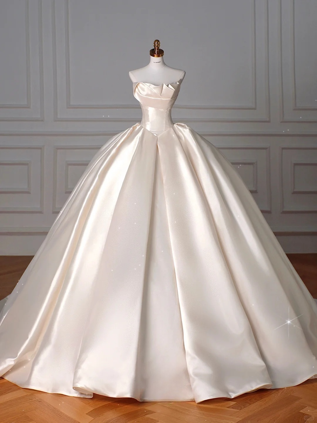 Simple Ball Gown Strapless Satin Long Wedding Dresses C4397