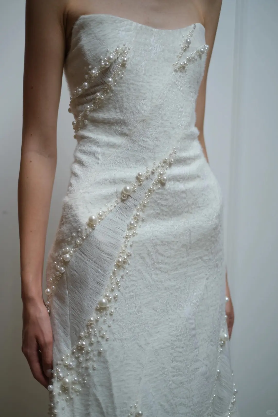 Dreamy Mermaid Strapless Satin Beads Long Wedding Dresses C4558