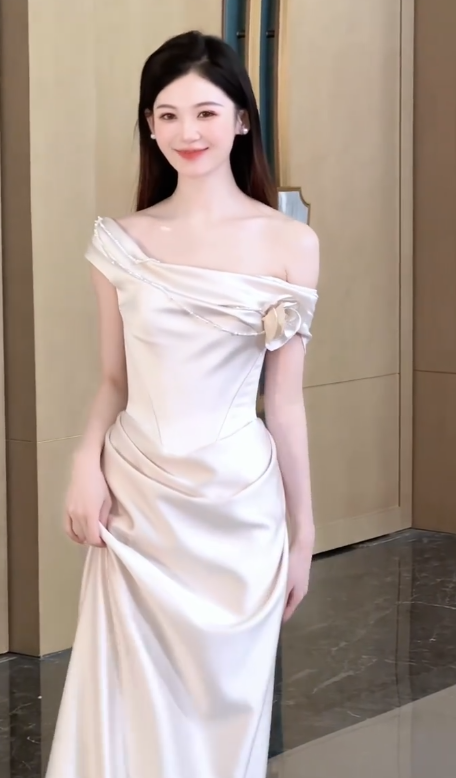 Simple Mermaid Off The Shoulder Satin Pleated Long Wedding Dresses C4562