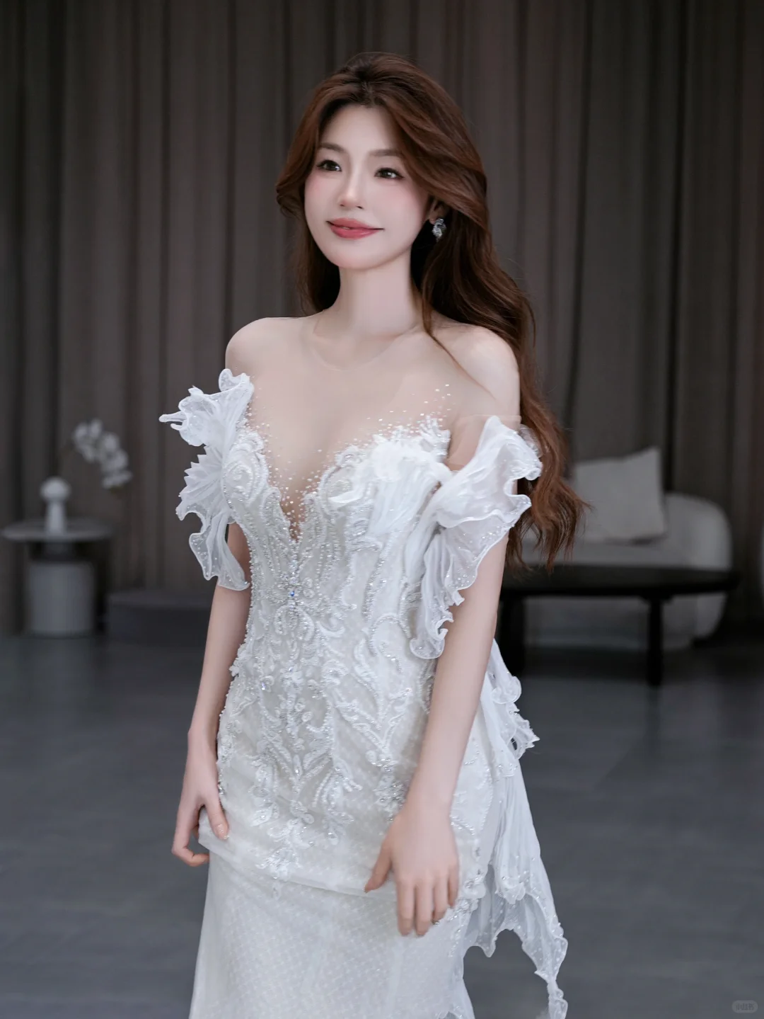 Dreamy Mermaid Off The Shoulder Satin Tulle Lace Beads Long Wedding Dresses C4565