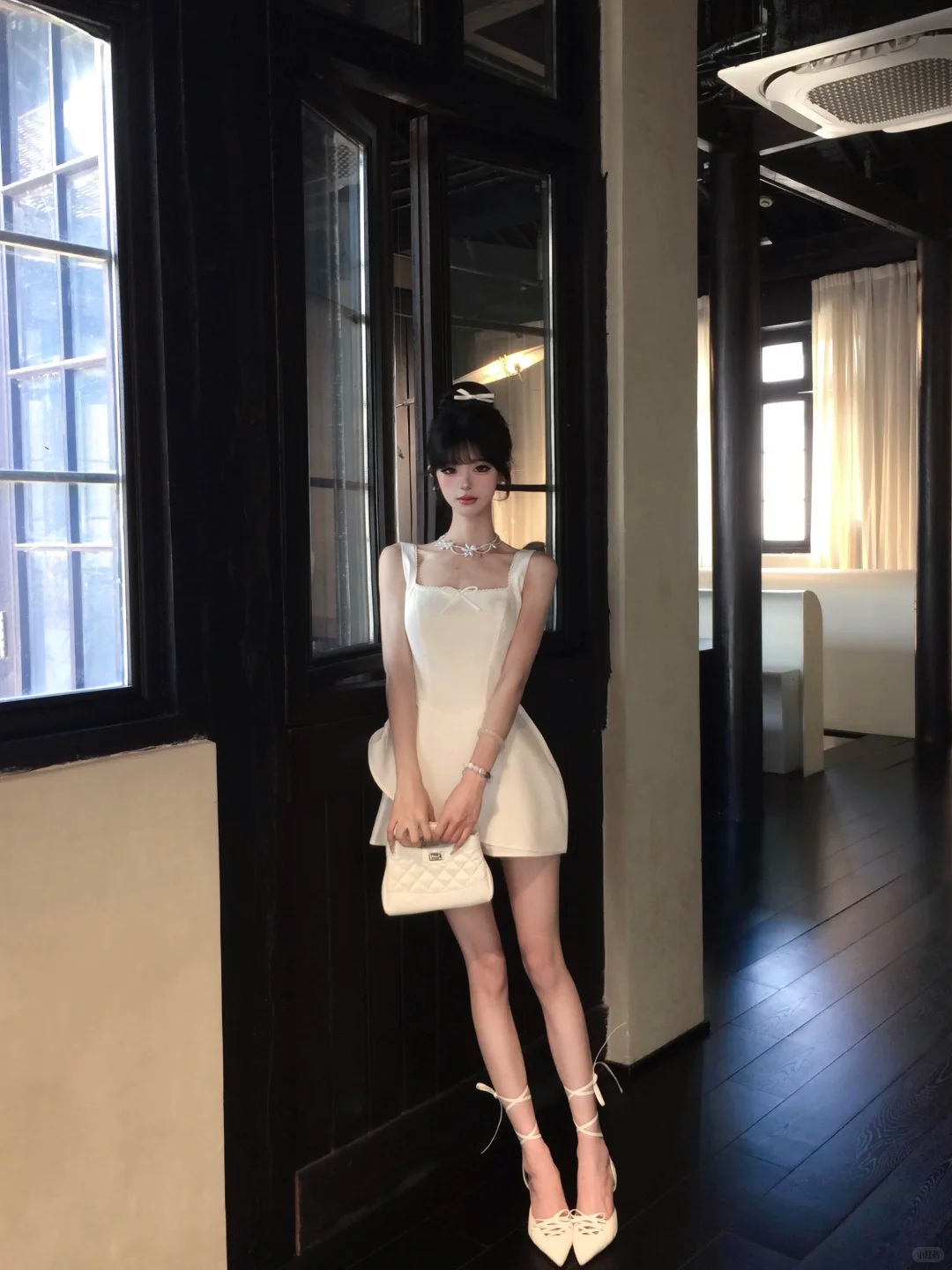 White 16th A Line Square Satin Short Homecoming Dress Birthday Outfits C4566