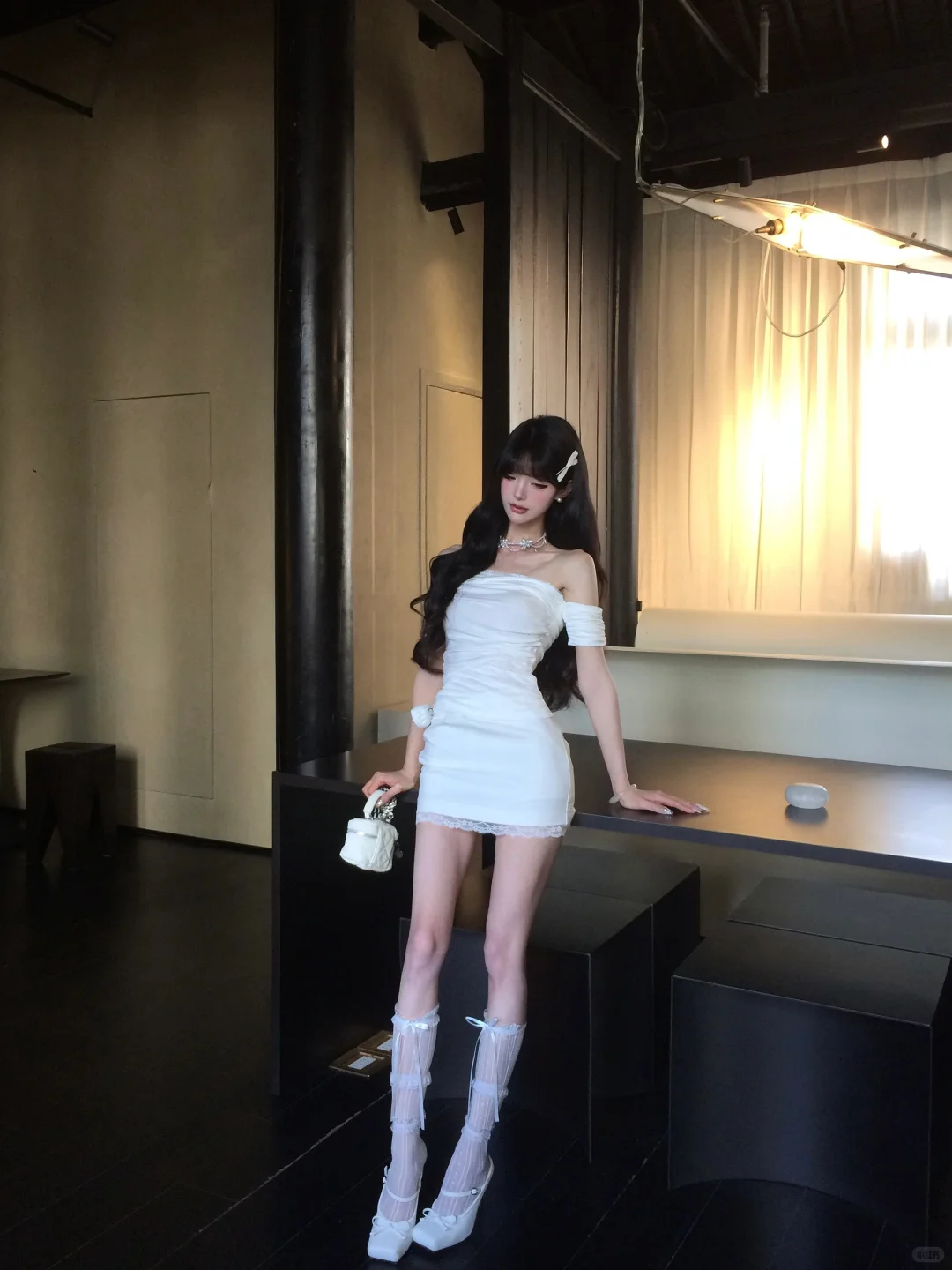 Chic 20th White Mermaid Off The Shoulder Satin Short Homecoming Dress Birthday Outfits C4569