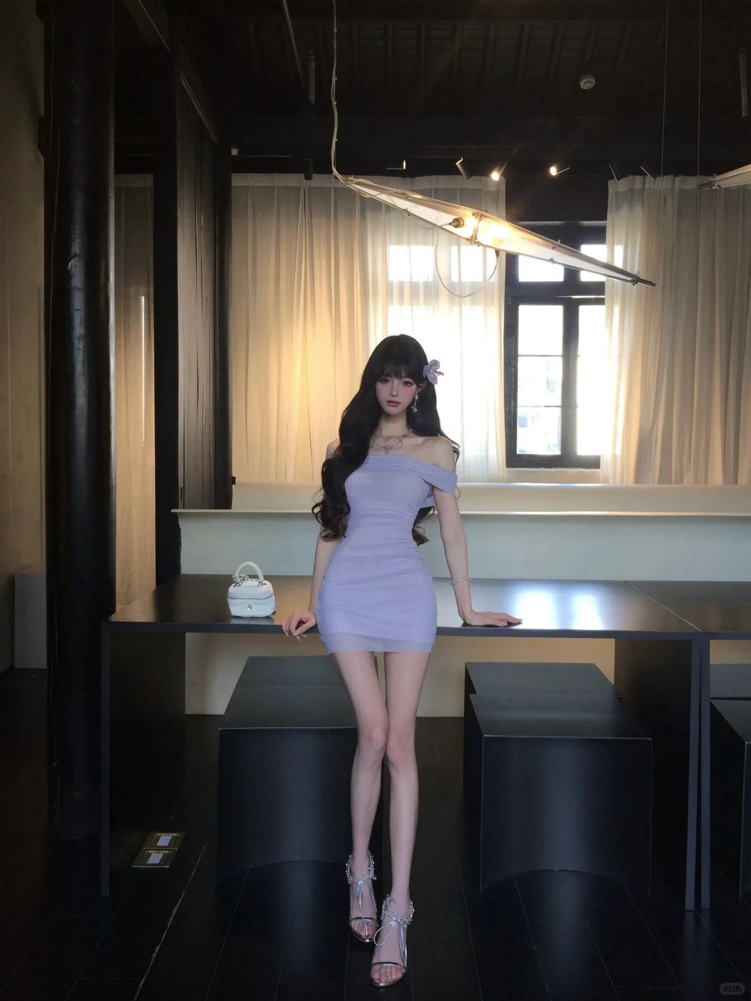 Charming 20th Lilac Mermaid Off The Shoulder Satin Short Homecoming Dress Birthday Outfits C4573