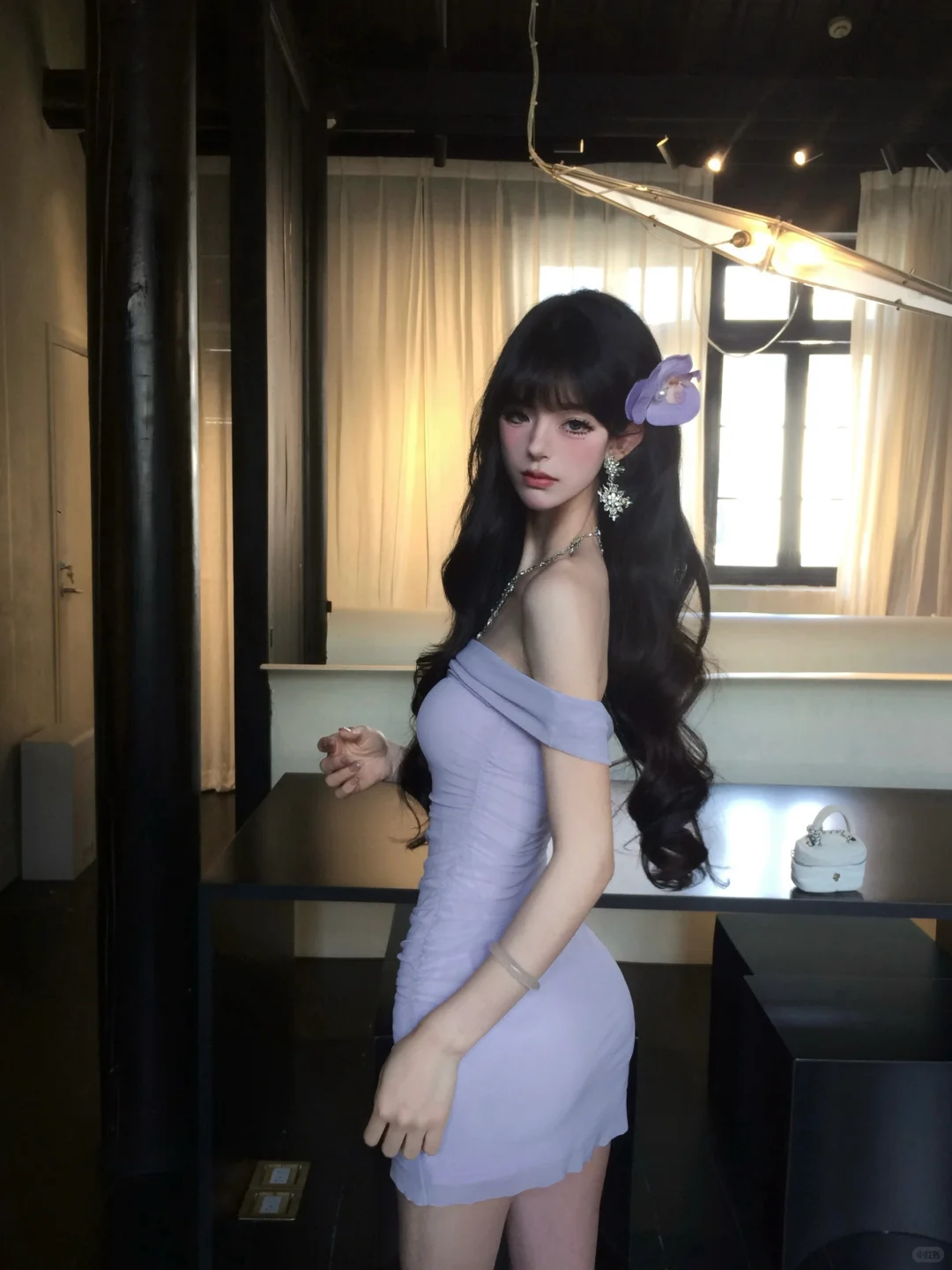 Charming 20th Lilac Mermaid Off The Shoulder Satin Short Homecoming Dress Birthday Outfits C4573