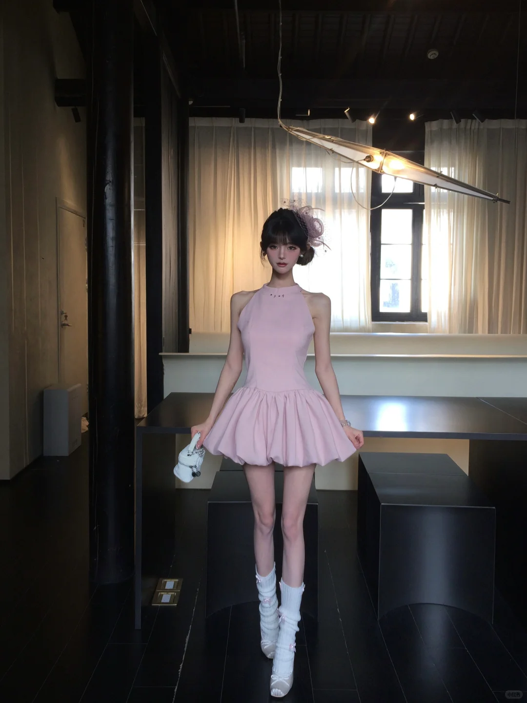 Sweet 17th Pink A Line Halter Satin Short Homecoming Dress Birthday Outfits C4574