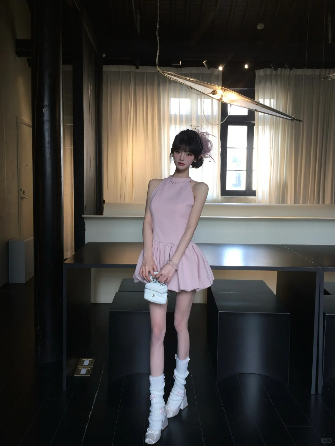 Sweet 17th Pink A Line Halter Satin Short Homecoming Dress Birthday Outfits C4574