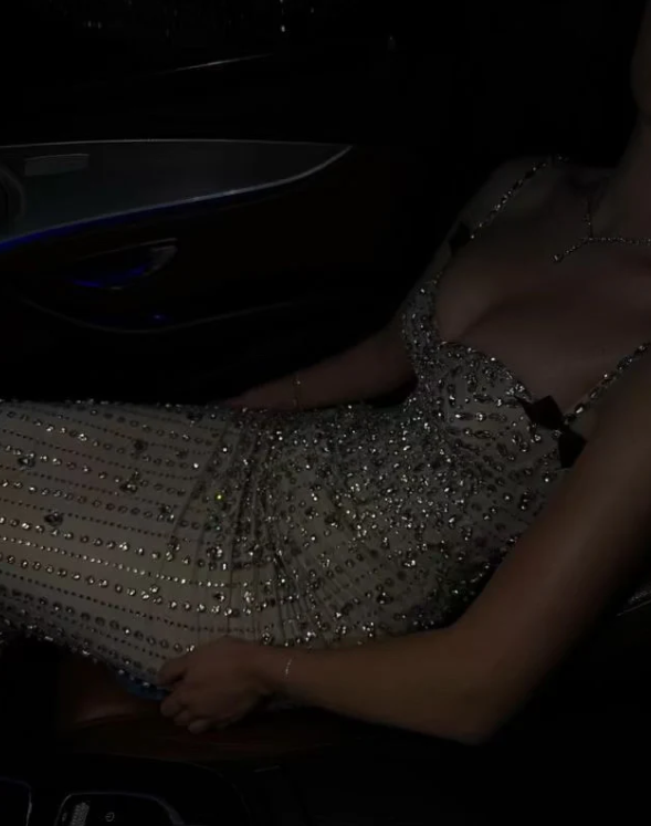 Gorgeous Mermaid Spaghetti Straps Satin Beads Long Prom Dresses Formal Dress C4709