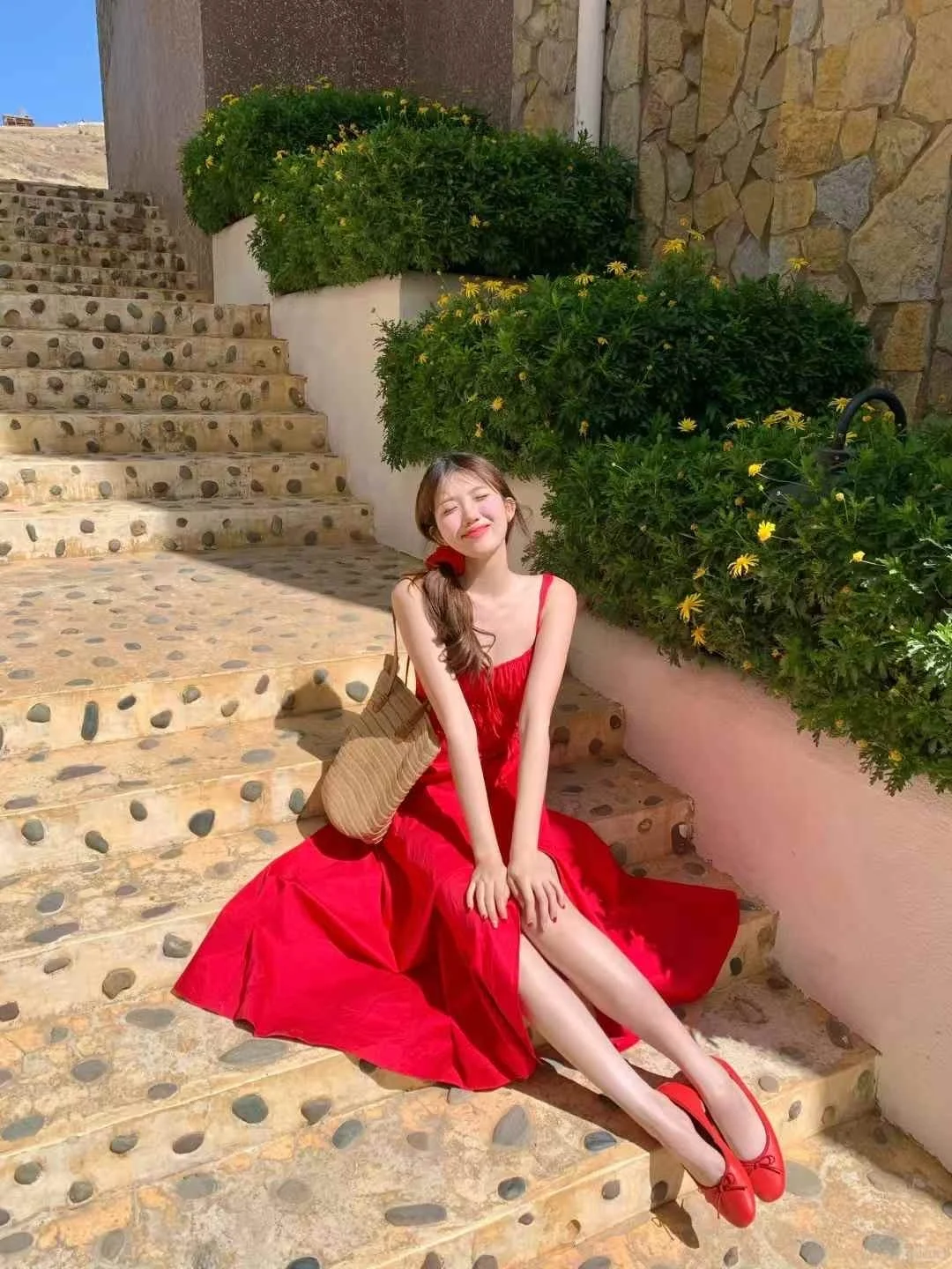 Chic Red A Line Spaghetti Starps Satin Long Prom Dresses Formal Dress C4720