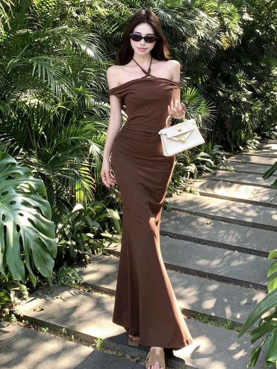 Elegant Mermaid Off The Shoulder Satin Long Prom Dresses Formal Dress C4732