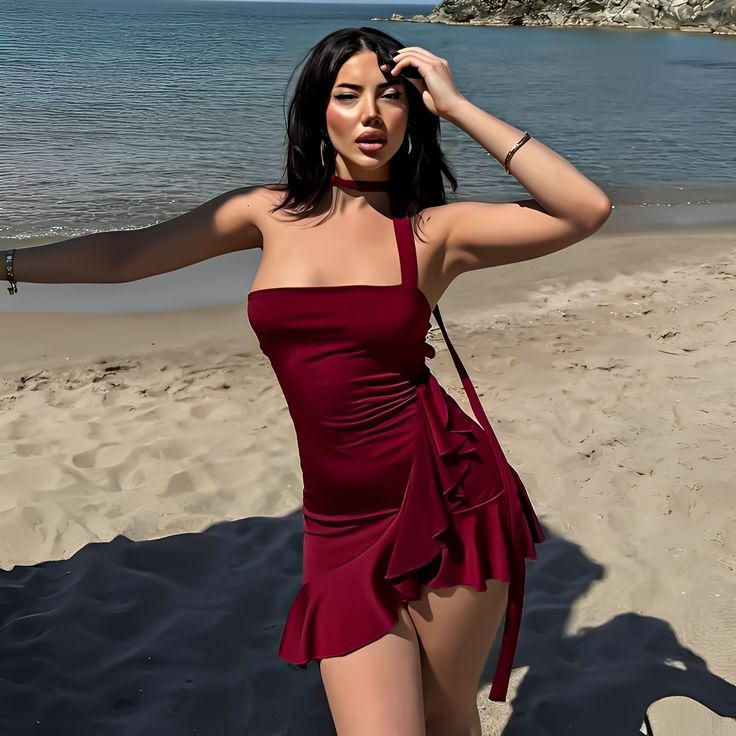 Classy A Line Halter Burgundy Satin Backless Short Homecoming Dress 17th Birthday Outfits C4743