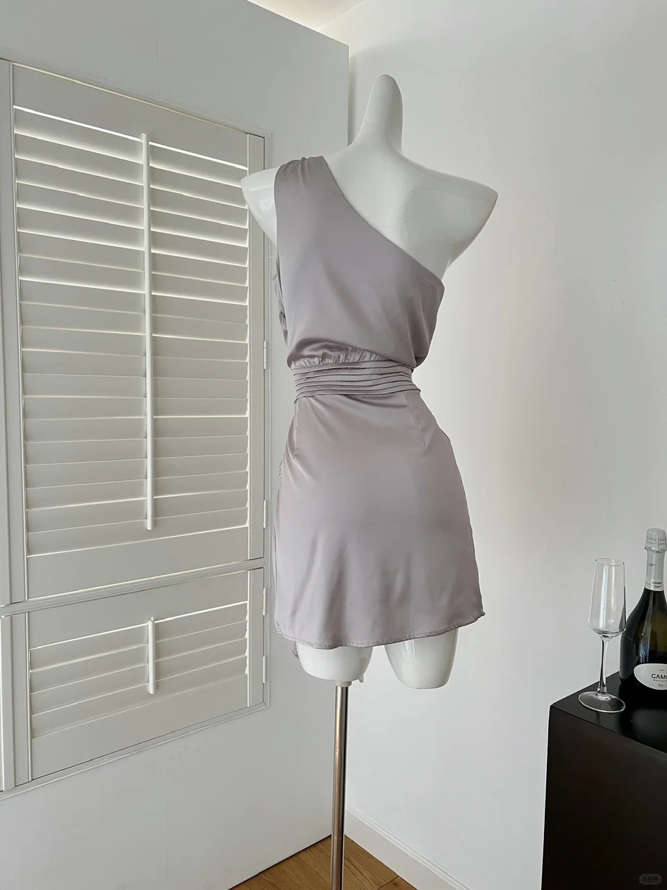 Chic Mermaid One Shoulder Satin Short Homecoming Dress 19th Birthday Outfits C4764