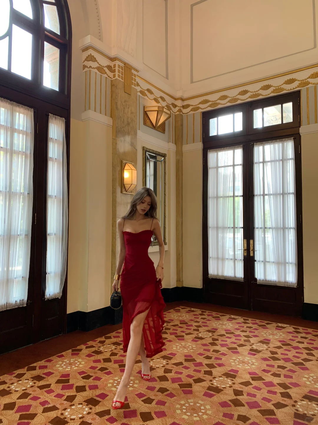 Burgundy Mermaid Spaghetti Straps Satin Long Prom Dresses Formal Dress C4787