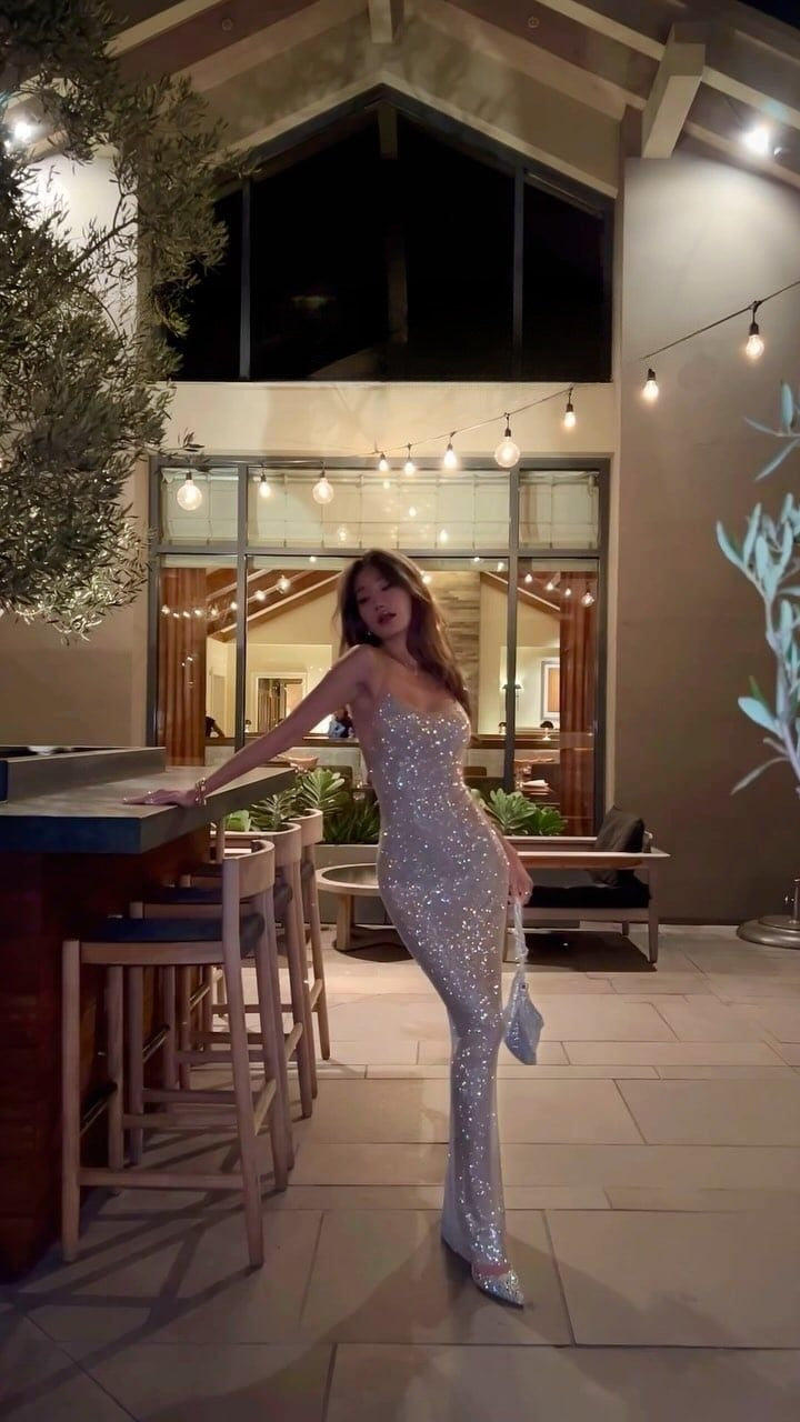 Glitter Mermaid Halter Sequin Backless Long Prom Dresses Formal Dress C4837