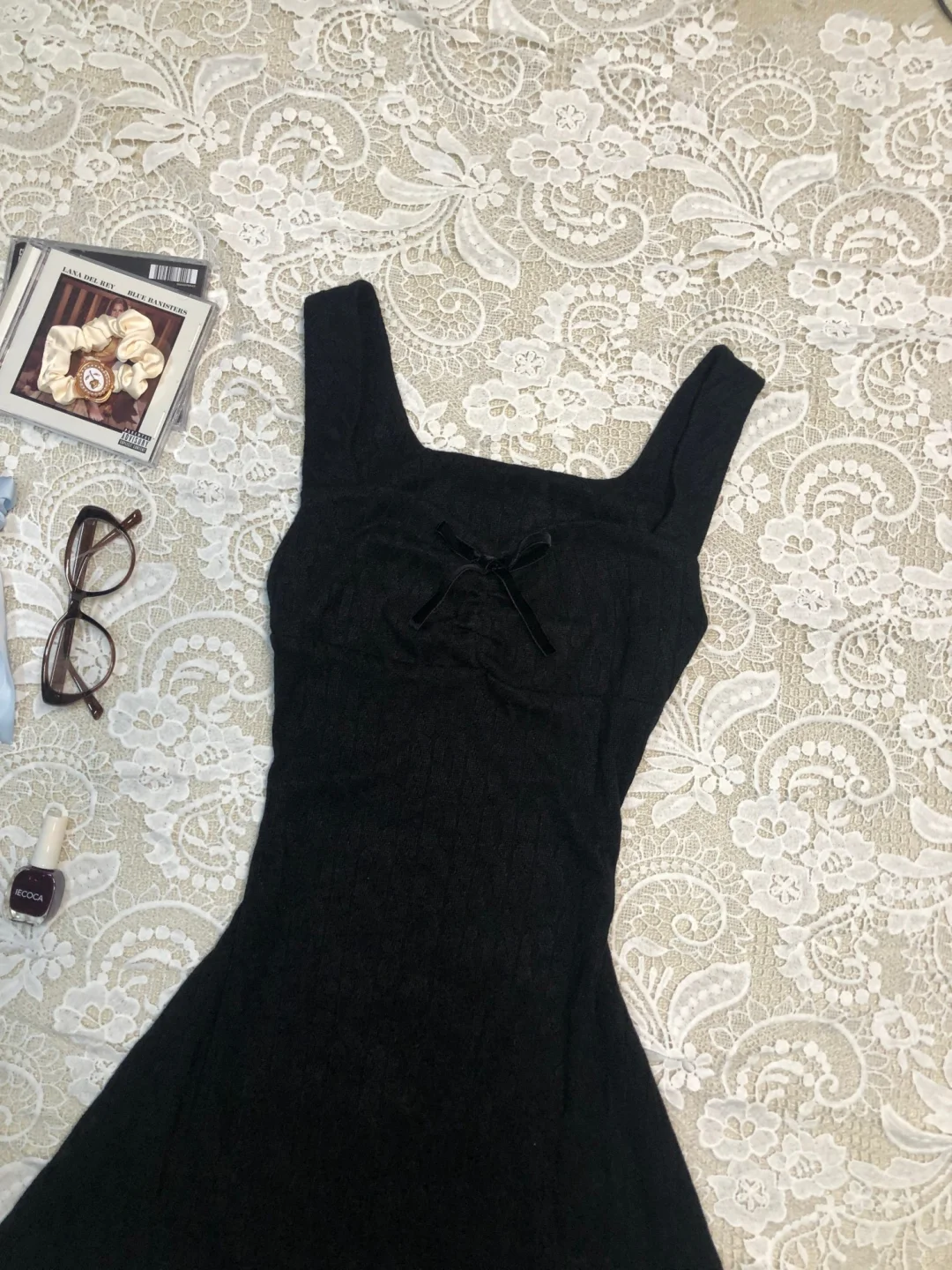 Eelgant A Line Square Black Satin Bow Short Homecoming Dress 18th Birthday Outfits C4853