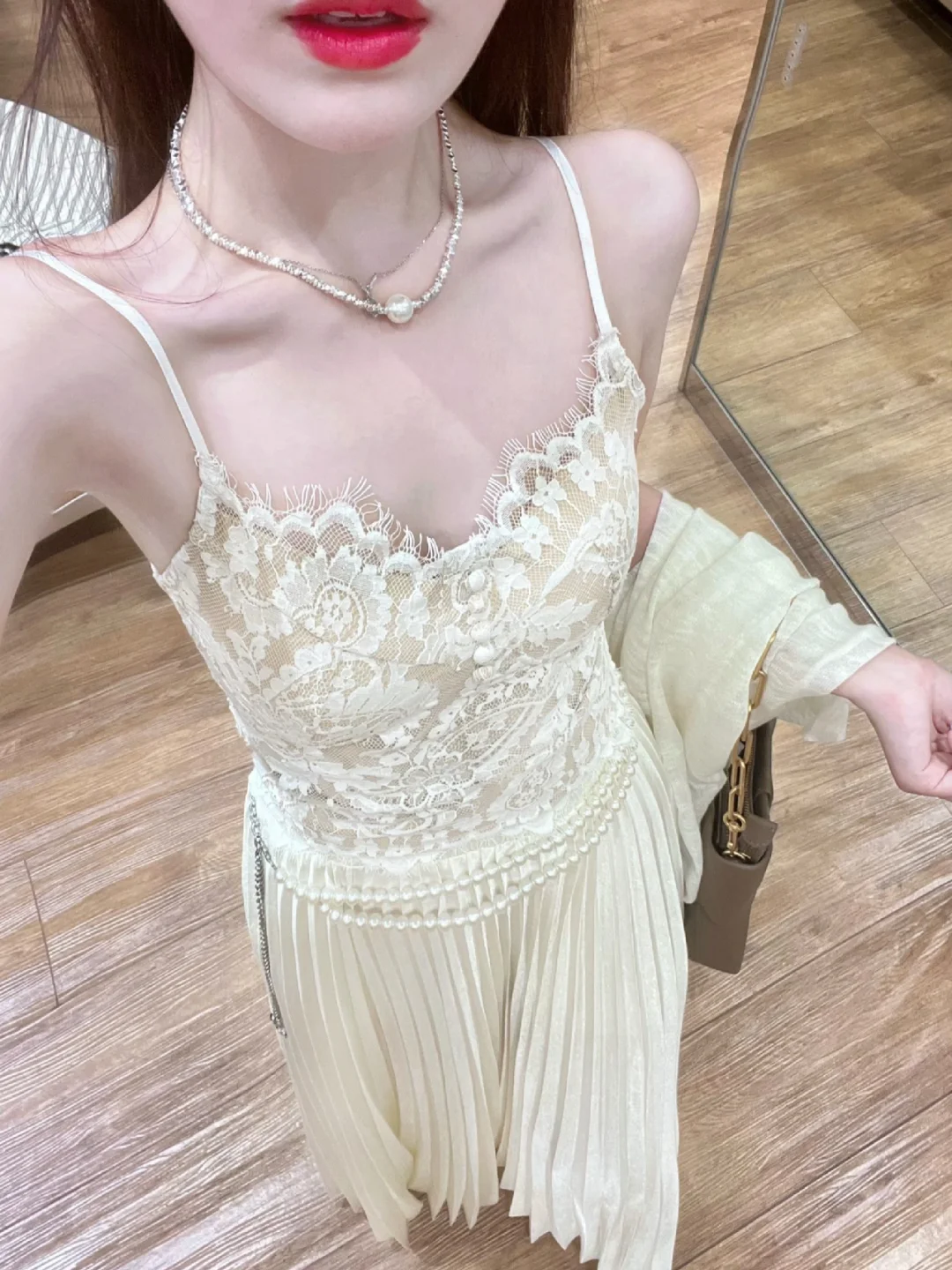 Elegant A Line Spaghetti Straps Satin Lace Pleated Long Prom Dresses Formal Dress C4880