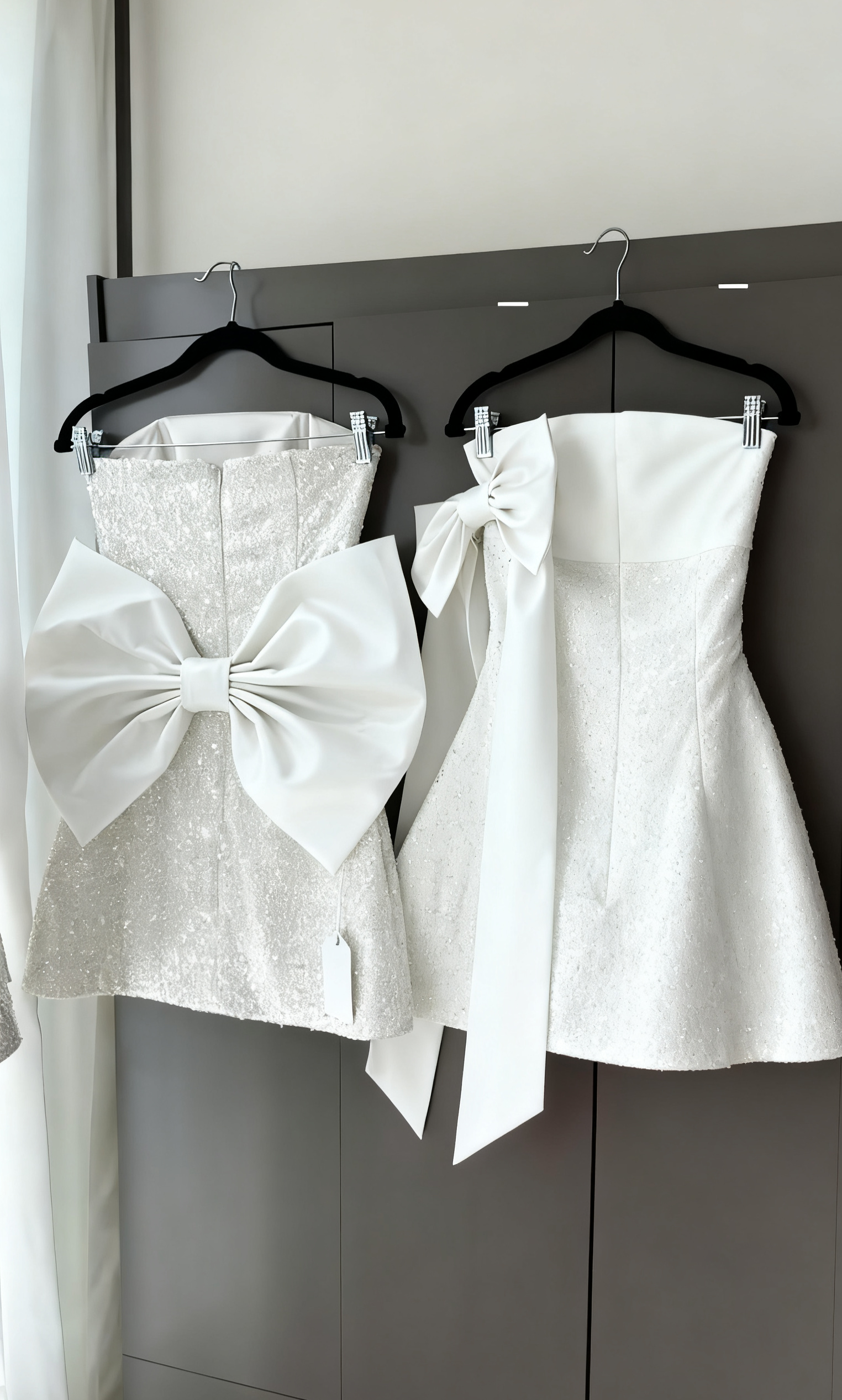 Sparkly A Line Strapless Satin Sequin Backless With Bow Short Homecoming Dress 19th Birthday Outfits C4893