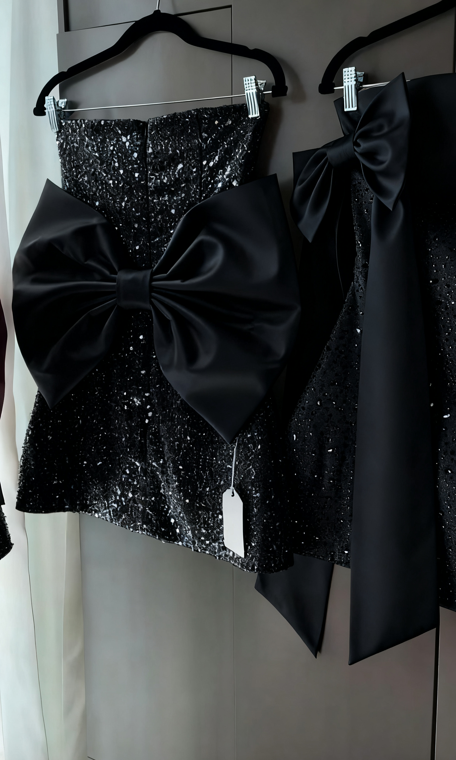 Sparkly A Line Strapless Satin Sequin Backless With Bow Short Homecoming Dress 19th Birthday Outfits C4893