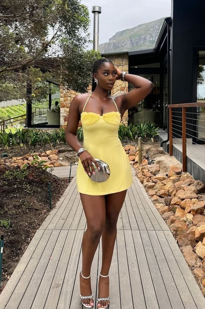 Yellow A line Halter Satin Short Homecoming Dress 19th Birthday Outfits C4920