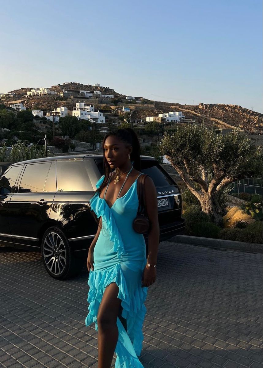 Unique A Line Spaghetti Straps Satin Ruffles Long Prom Dresses Formal Dress C4958