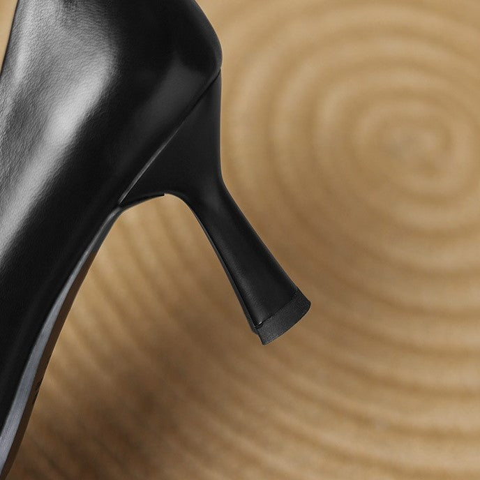 Square Toe Ruched Front Mid Heel Pumps