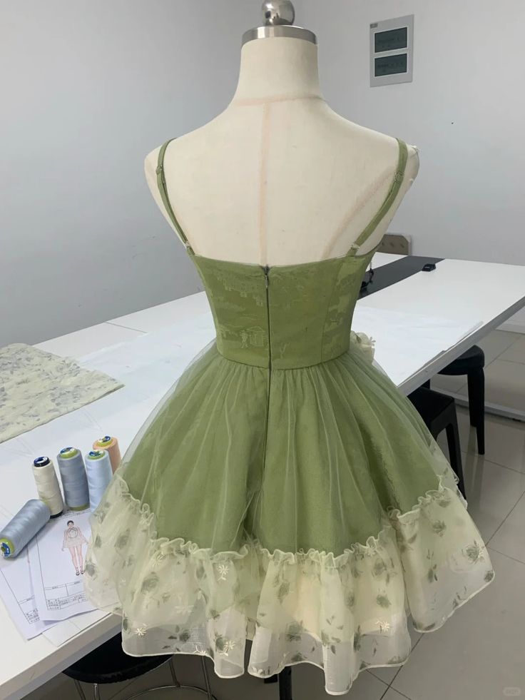 Retro A Line Spaghetti Straps Satin Printed Chiffon Short Homecoming Dress 19th Birthday Outfits C5053