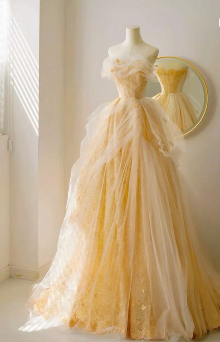 Fairy A Line Strapless Tulle Lace Long Prom Dresses Formal Dress C5123