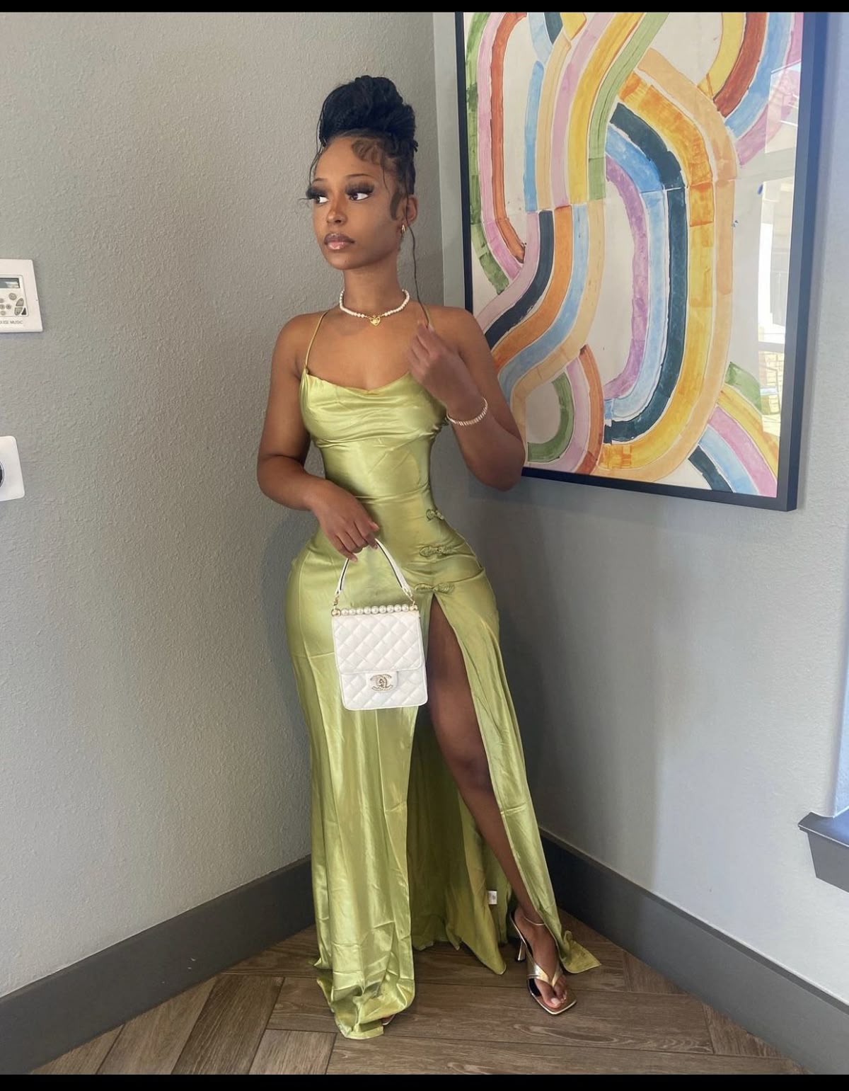 Simple Mermaid Halter Satin Slit Long Prom Dresses Formal Dress C5131