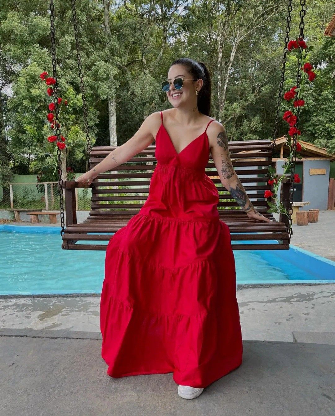Red A Line Spaghetti Straps Satin Long Prom Dresses Formal Dress C5139