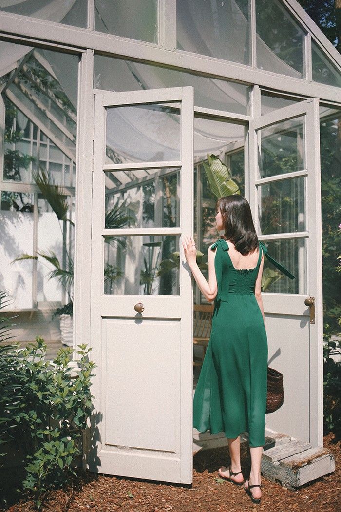 Square A Line Green Satin Slit Long Prom Dresses Formal Dress C5167