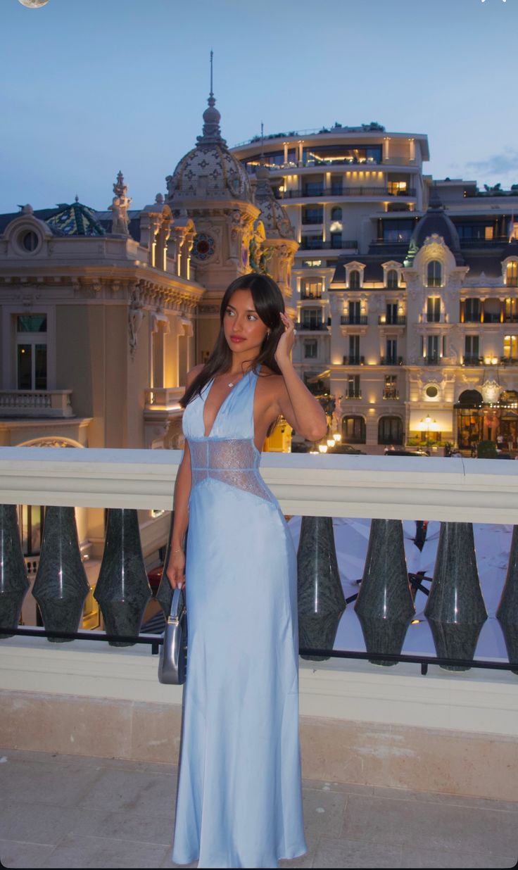 Pretty A Line Halter Satin Lace Long Prom Dresses Formal Dress C5208