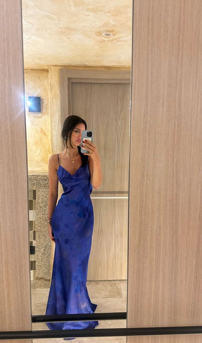 Unique Mermaid Spaghetti Straps Satin Long Prom Dresses Formal Dress C5284