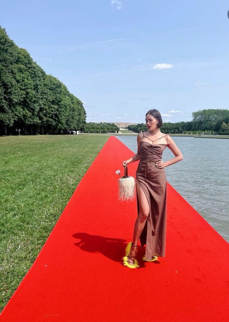 Chic Mermaid Spaghetti Straps Satin Slit Long Prom Dresses Formal Dress C5316