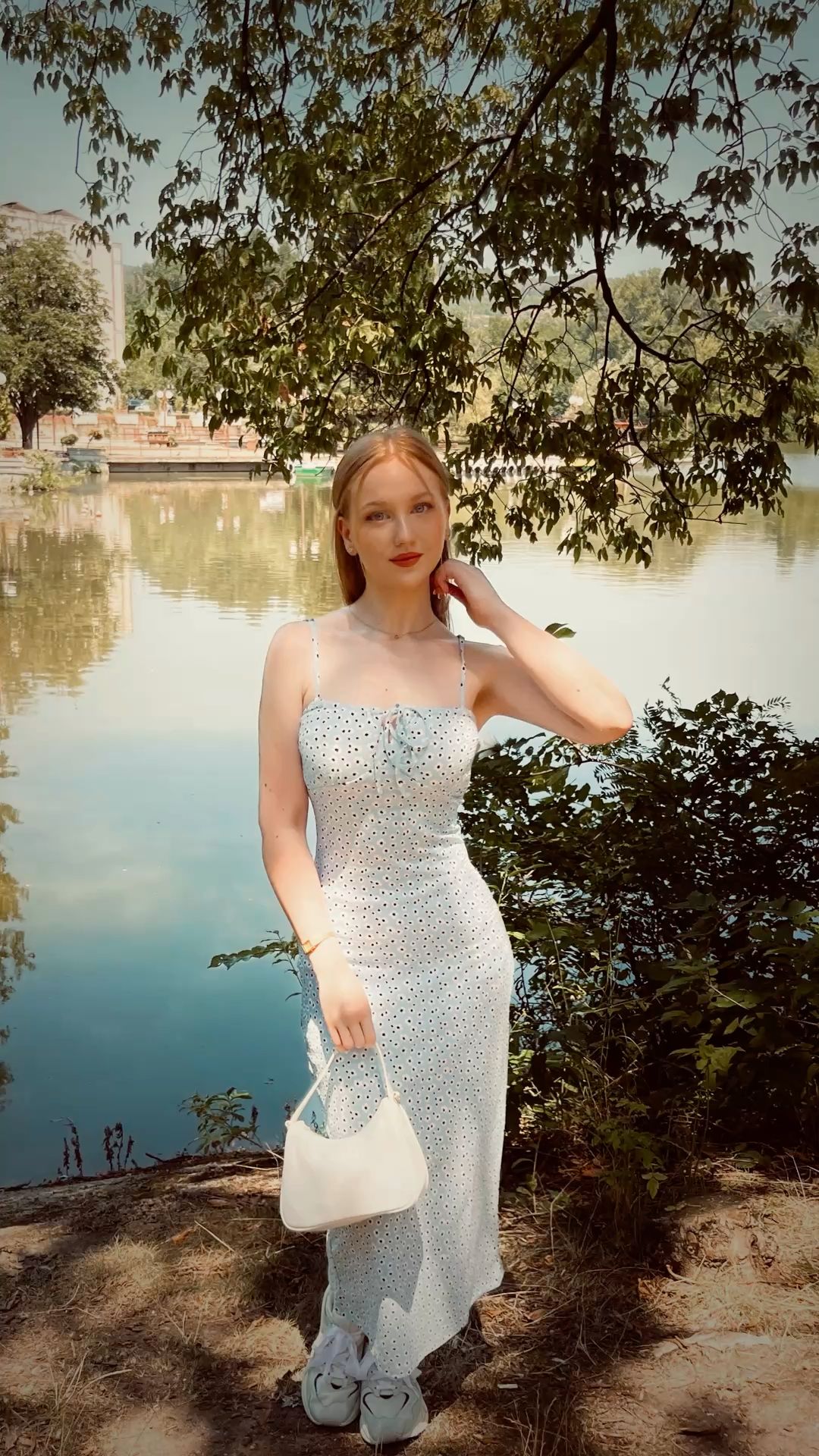Pretty Mermaid Spaghetti Straps Satin Polka Dots Long Prom Dresses Formal Dress C5350