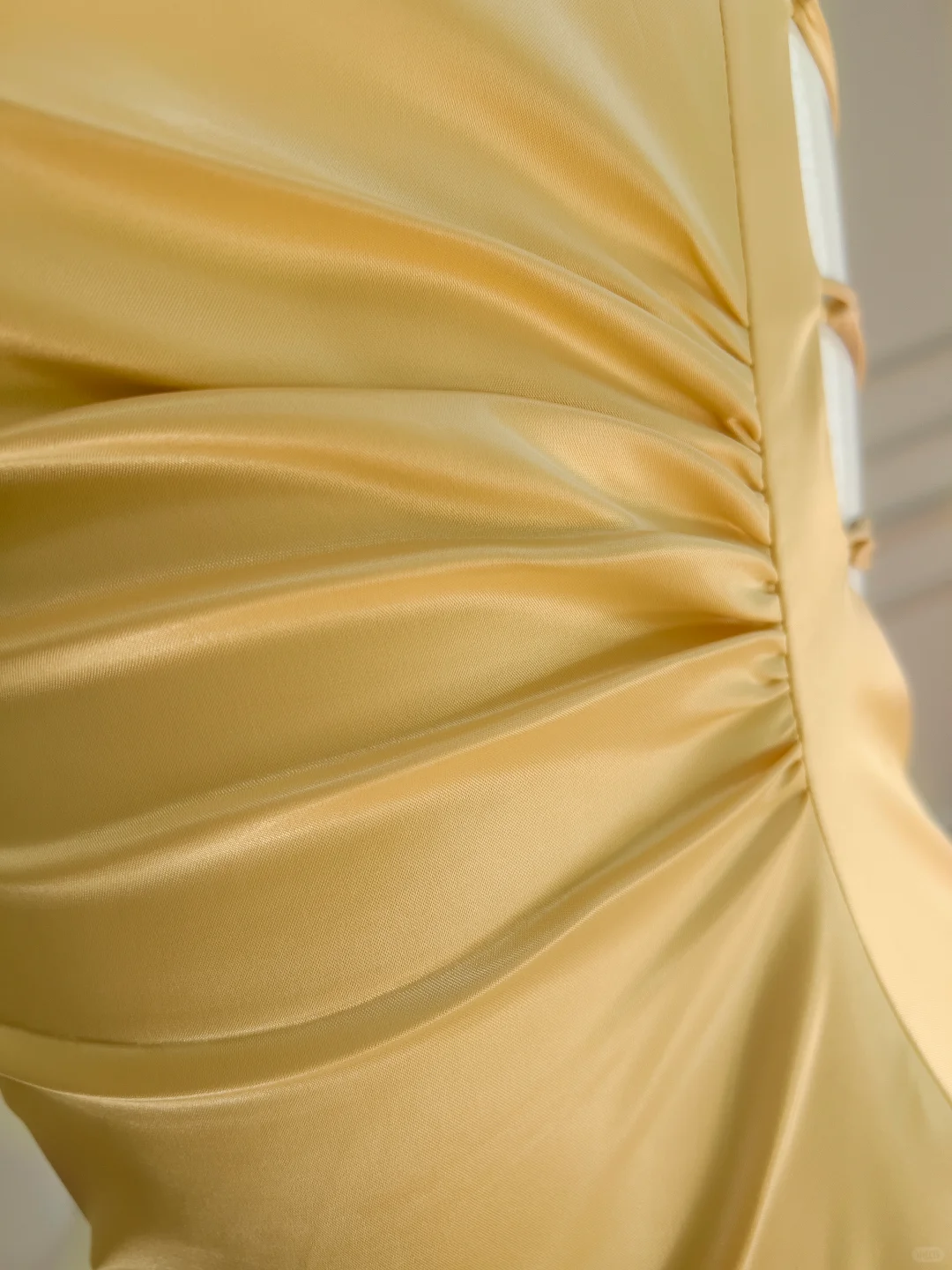 Pretty A Line Halter Yellow Satin High-Low Ruffle Hem Prom Dresses Formal Dress C5357