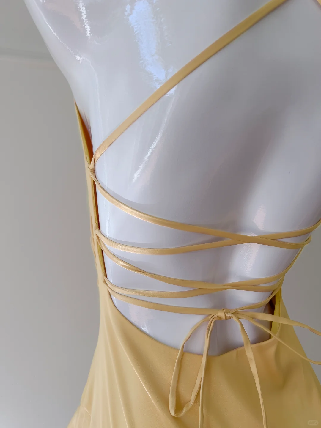 Pretty A Line Halter Yellow Satin High-Low Ruffle Hem Prom Dresses Formal Dress C5357