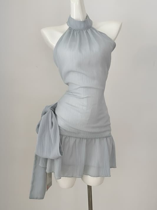 Pretty A Line Halter Satin Short Homecoming Dress 19th Birthday Outfits C5675