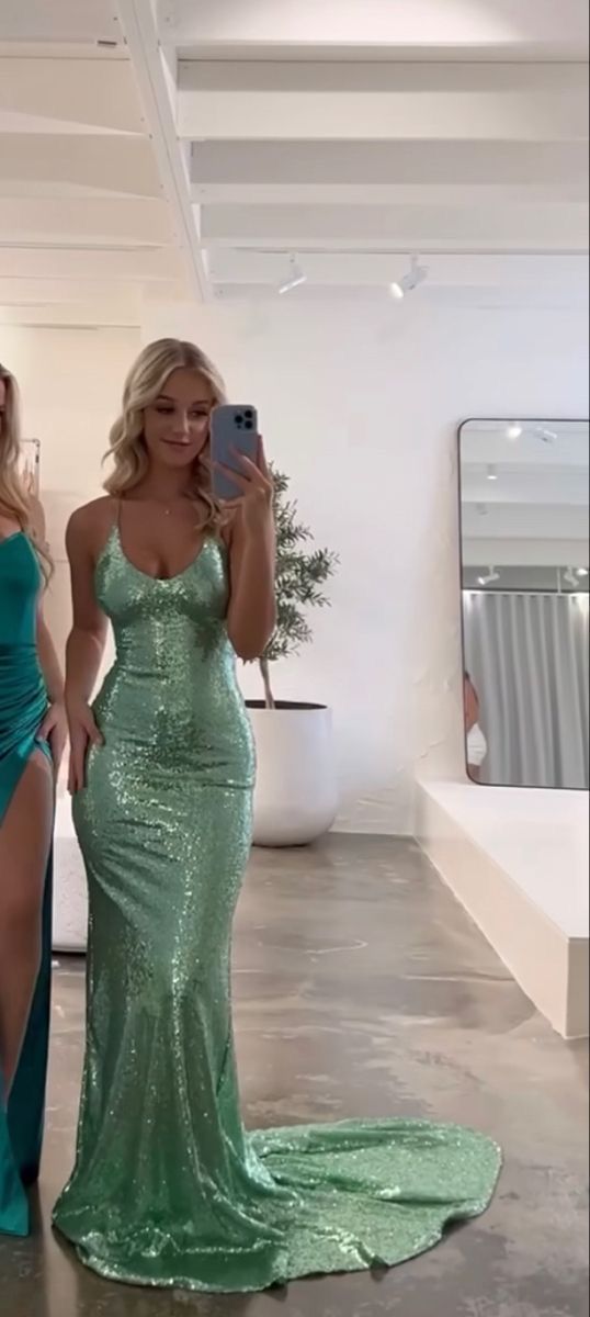 Shiny Mermaid Halter Sequin Long Prom Dresses Formal Dress C5763