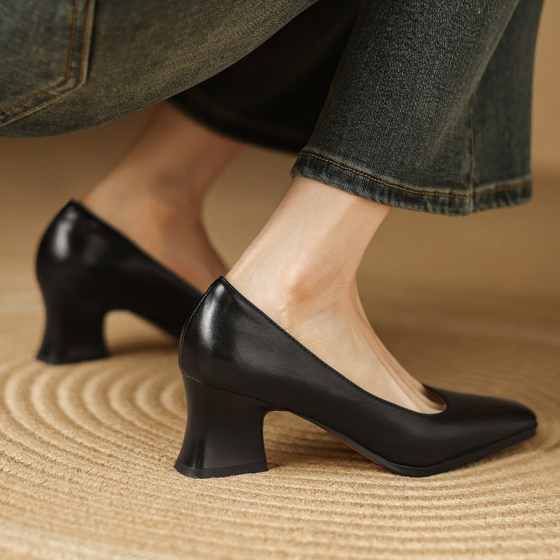 Square Toe Spool Heel Pumps 14